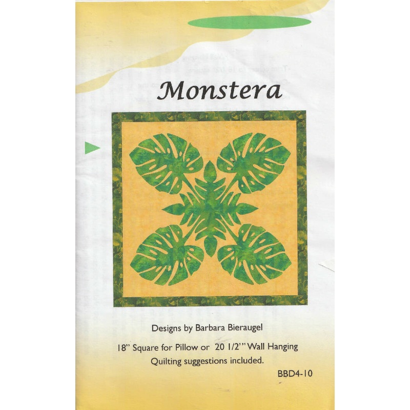 Hawaiian Monstera Pattern for 18 Square for Pillow or 20.5 Wall Hanging