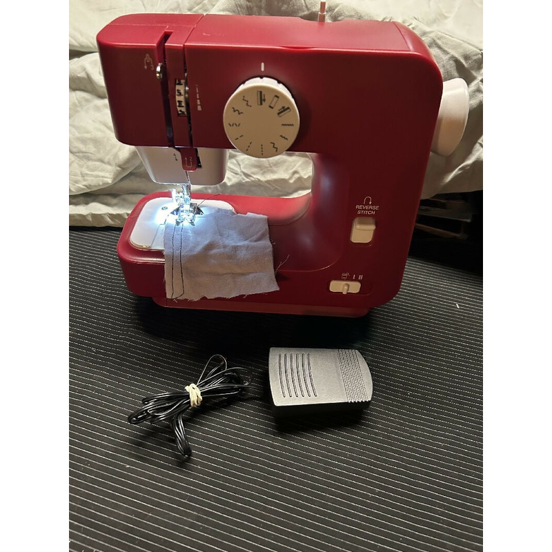 Lightweight Red Sewing machine with case