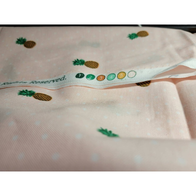 Pineapple on Peach Polka dot 33" x 42" cotton quilting fabric