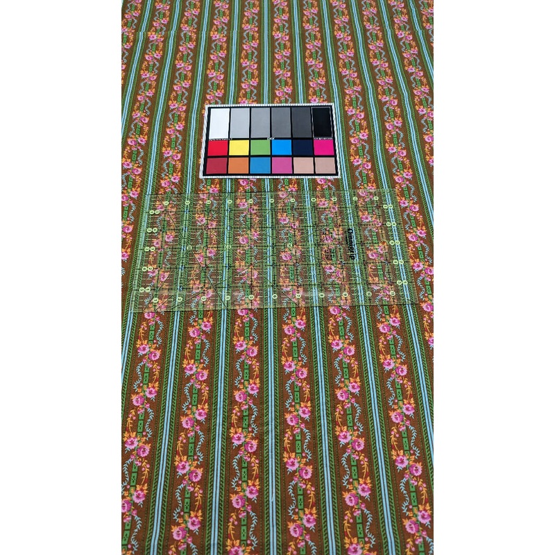 Retro Mixed Floral and Striped Print Quilting Cotton Woven Fabric 42"W - 1 3/4 yd