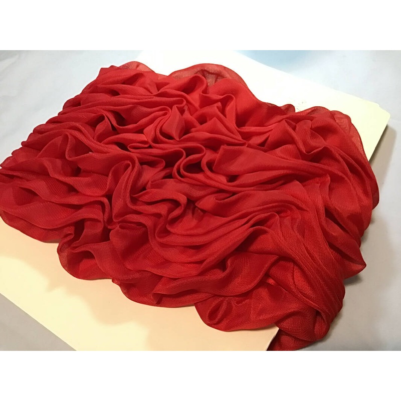 Simplicity red chiffon Ruffle trim yardage