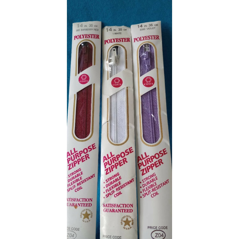 Zippers, 14" polyester, Lot of 3