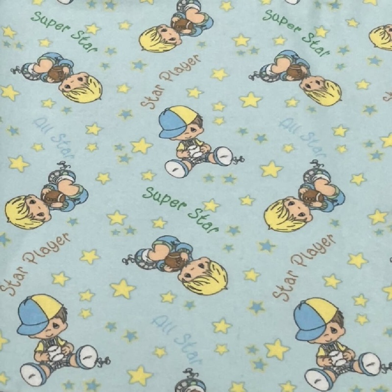 Baby Blue Precious Moments Cotton Flannel - 1 Yrd
