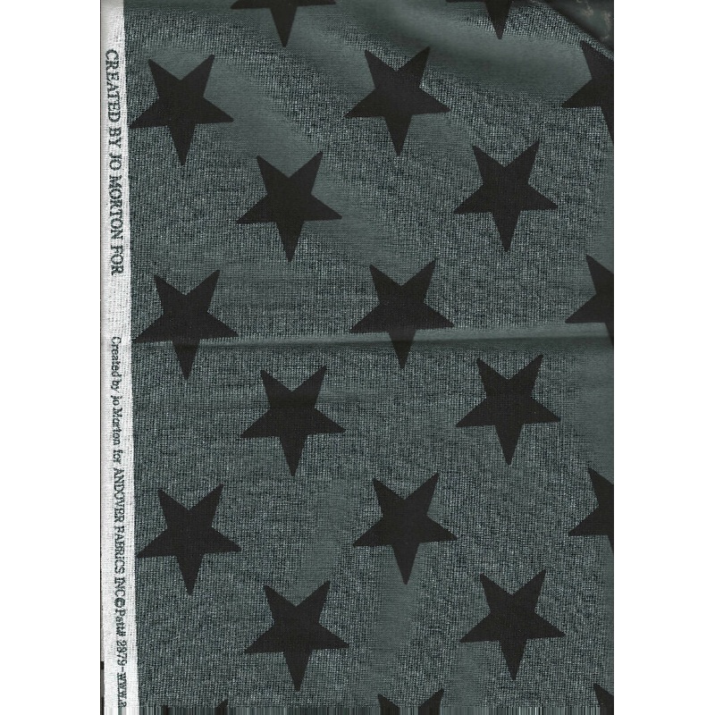 Black Stars on Green fabric by Jo Morton for Andover Fabrics - 1 yard cotton