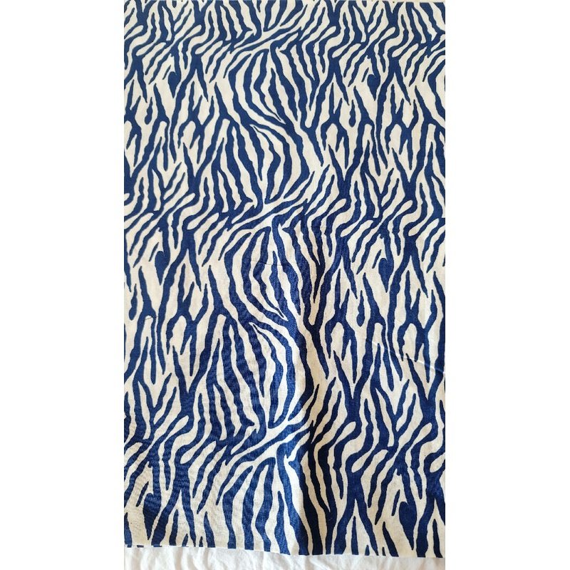 Blue and White Zebra Print Cotton 1 5/6 Yard