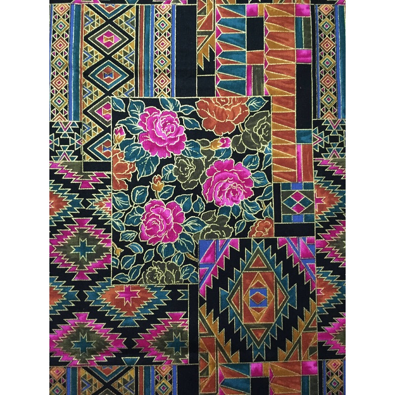 FABRIC Aztec Roses 1 yard 100% cotton