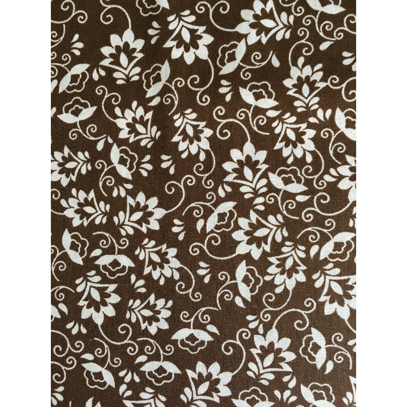 FABRIC Brown Floral Swirl 3.39 Yard