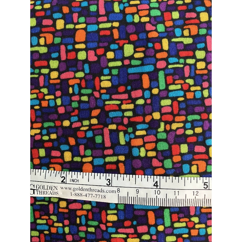FABRIC Geometric Print Multicolor Mini w Black 4.5 yards #28