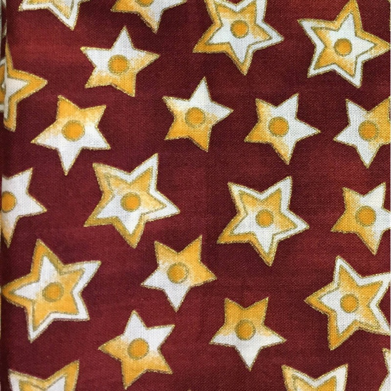 FABRIC Star Prints Six Different on Red Background Bundle 4.47 yd