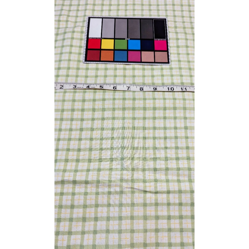 Lime Green/Yellow/White Tartan Print Quilting Cotton Woven Fabric 43"W - 1 1/2 yd