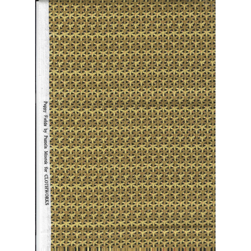 Poppy Fields by Pamela Mostek for Clothworks Yellow/Gold Geometric - 44 Inches cotton