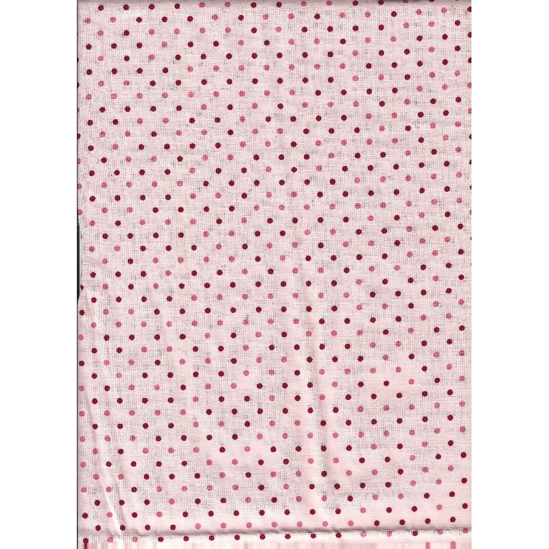 Red Dots on Pink Cotton Fabric - 34 inches