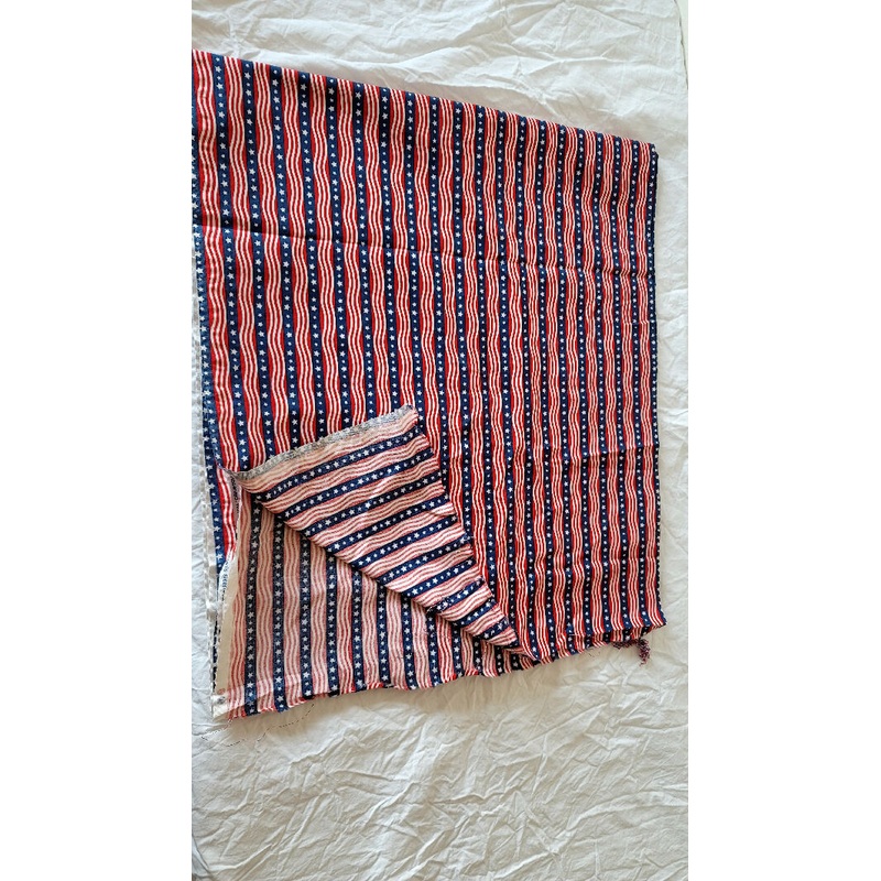Red, White and Blue Stars and Stripes Print Cotton 2 2/3 Yards