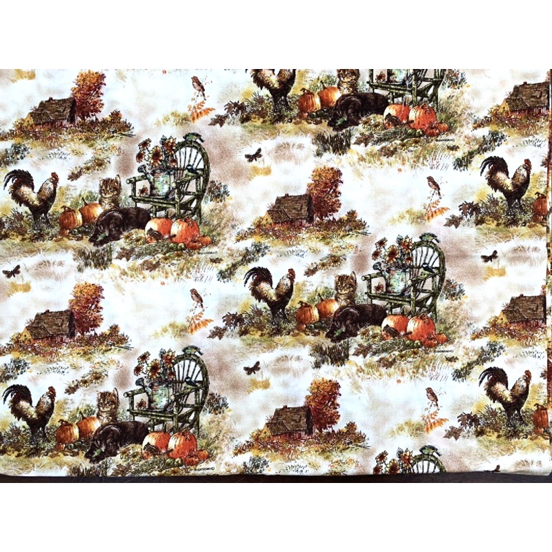 Spectrix Fabric Puppy Kitten Pumpkin Print Giordano Studios 2yrds Fall Autumn