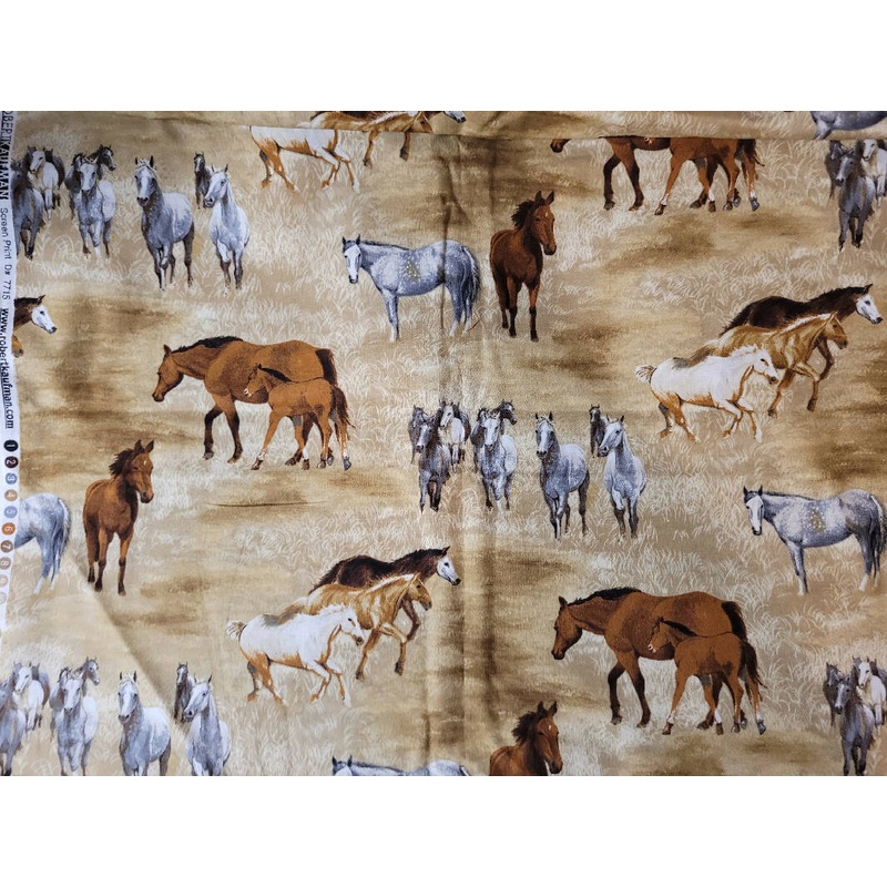 Vintage Robert Kaufman horses print quilting cotton- 3/4 yd