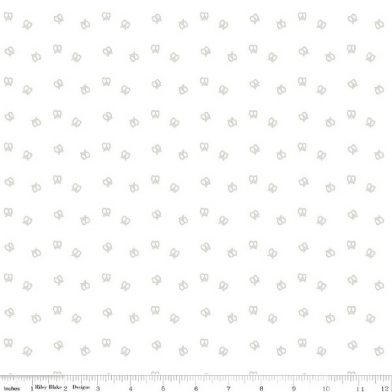 2 x 10 squares Riley Blake Lights On - Pretzel white on white print