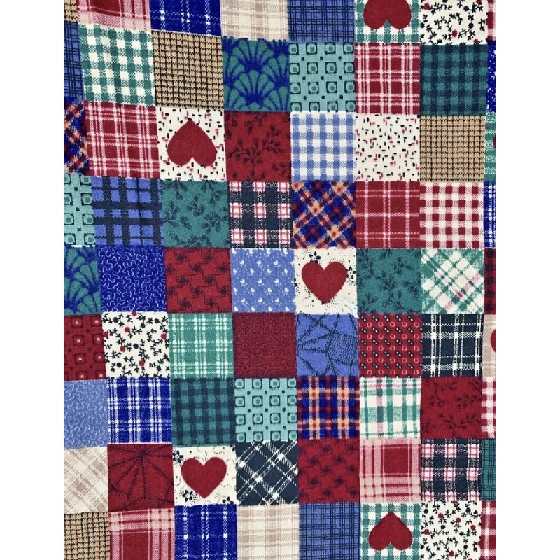2004 Cranston Fabric Cheater's Quilt Country Print 2 yards + 30"x44" Hearts