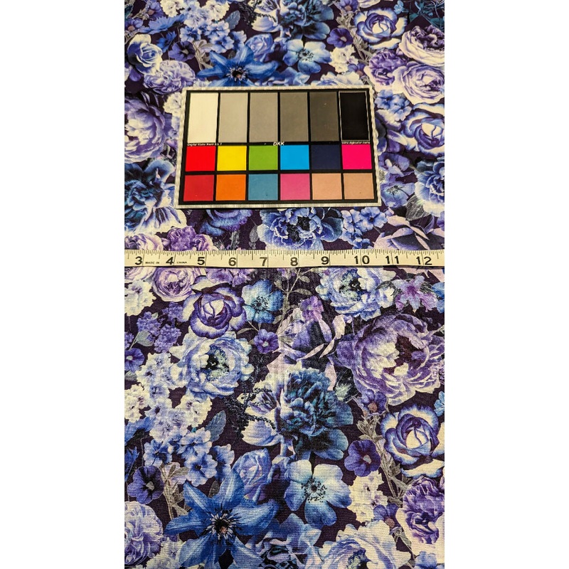 Blue Digital Floral Print Quilting Cotton Woven Fabric 46"W - 2 1/2 yds