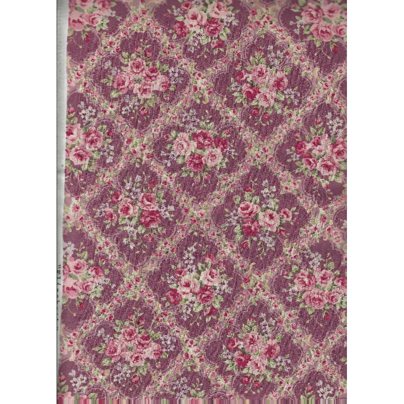 Bunches of Roses on Pink cotton fabric - Elizabeth pattern - 1.333+ yards