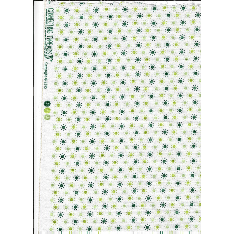 Button Flowers- Peridot by Connecting Threads, 0.50 yards green geometric cotton