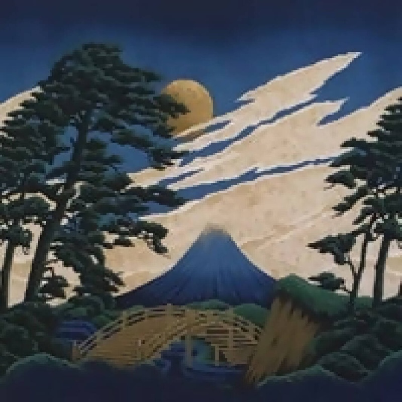 FABRIC Kona Bay Asian Inspired Bridge Moon Mountain Panel