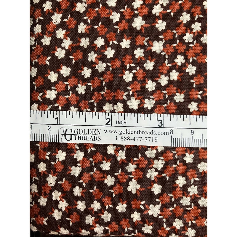 FABRIC Mini Flowers on Dark Brown 2 yards #45c