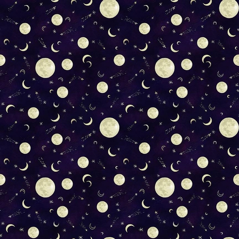 Midnight Rendezvous Dark Purple Full and Crescent Moons
