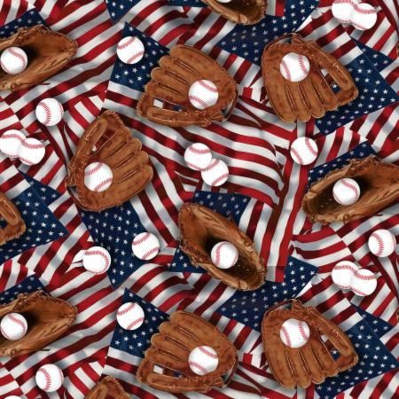 Multi Baseball Mits on American Flags