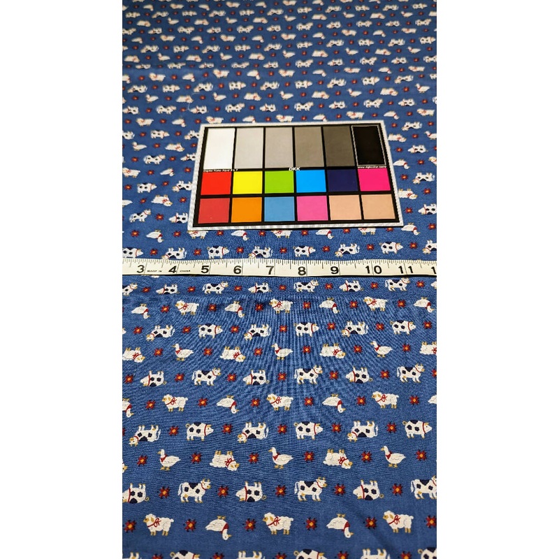 Novelty Blue Sheep & Cows Print Quilting Cotton 43"W - 1 1/2 yd plus