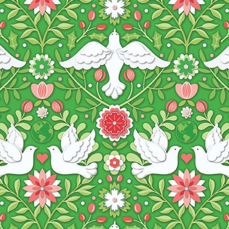 Peace on Earth Damask Emerald