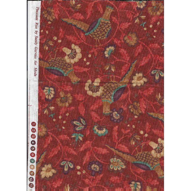 Pheasant Run by Sandy Gervais for Moda, Red - 0.50 yards cotton