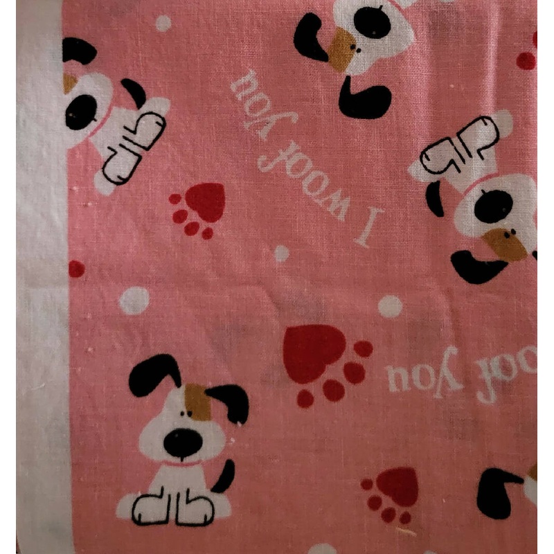 Pink with dog Valentine 15" fabric