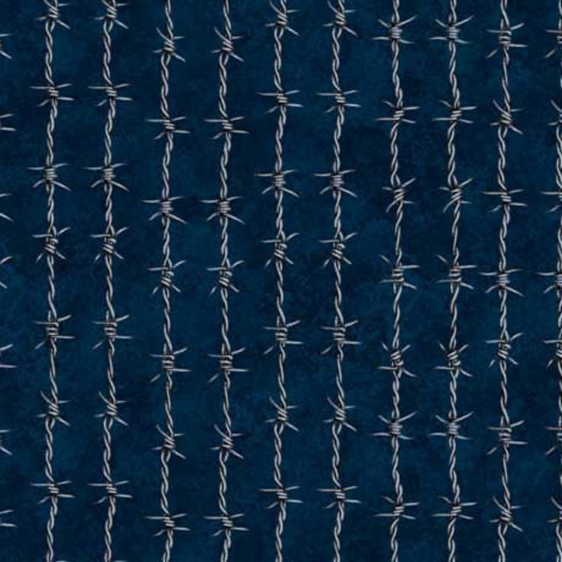 QT Fabrics Running Wild 2600-30630-N Barbed Wire Navy