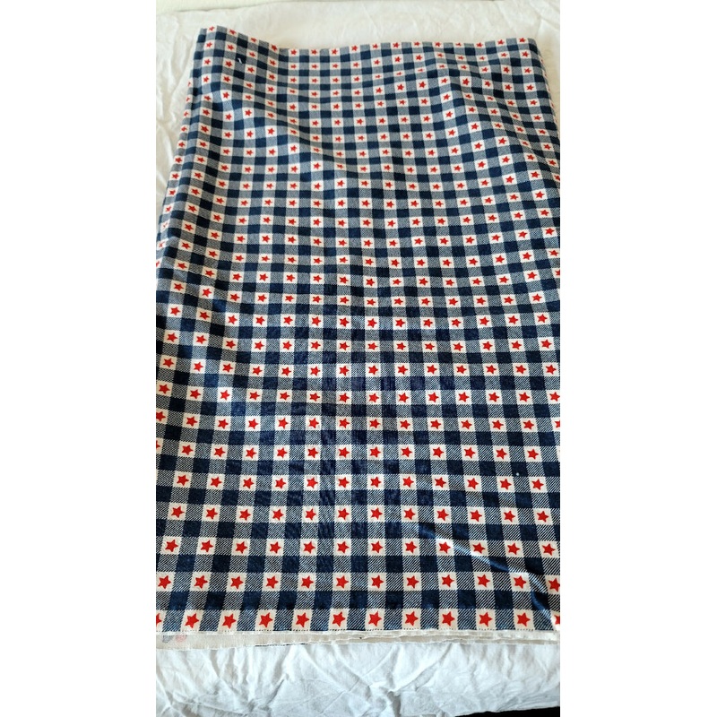 Red, White and Blue Checkered with Stars Print Cotton 2 2/3 Yards