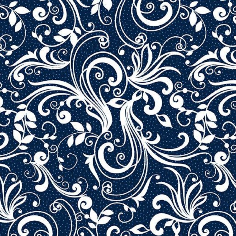 Rhapsody Scroll Navy/White