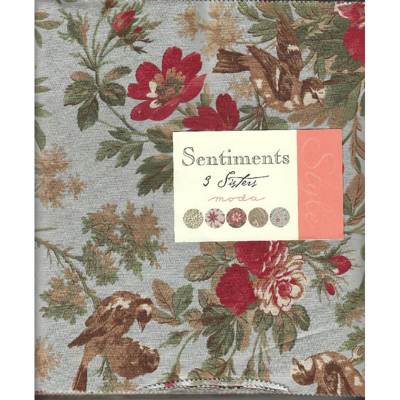 Sentiments by 3 Sisters for Moda, layer cake, 10"x10", 42 pieces. floral