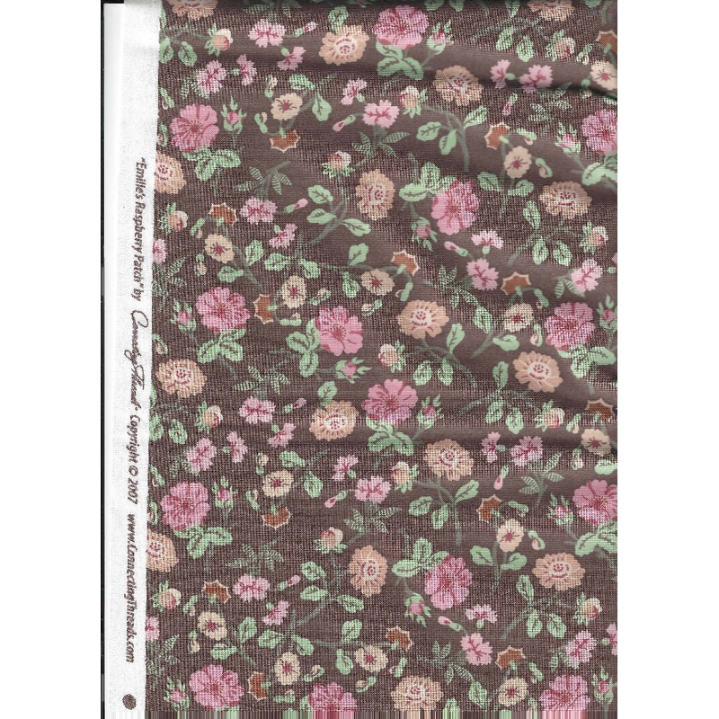 Wildflowers Dark Brown Emille's Raspberry Patch by Connecting Threads - 1,25 yards cotton