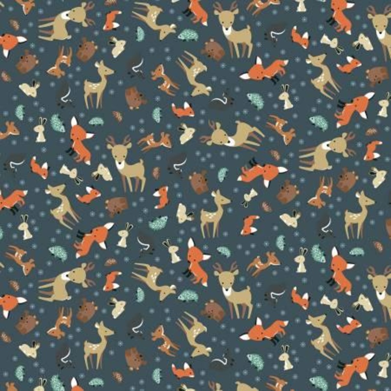 Woodland Flannel Animal Toss Navy