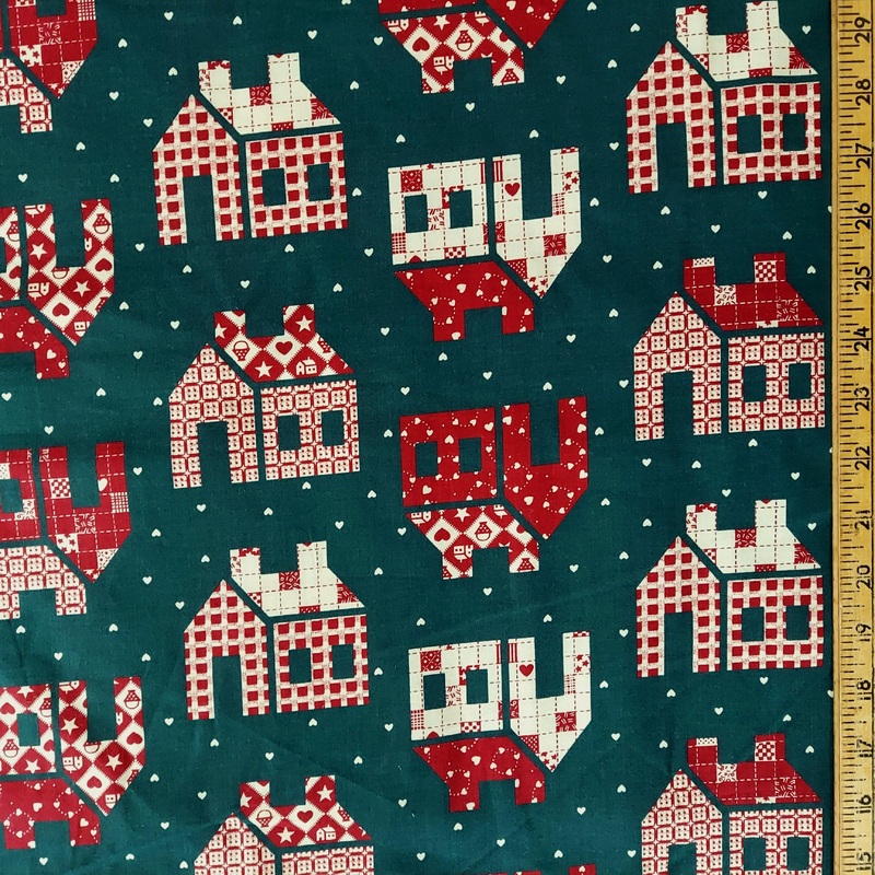 Fabric Traditions Patchwork Red White House on Hunter