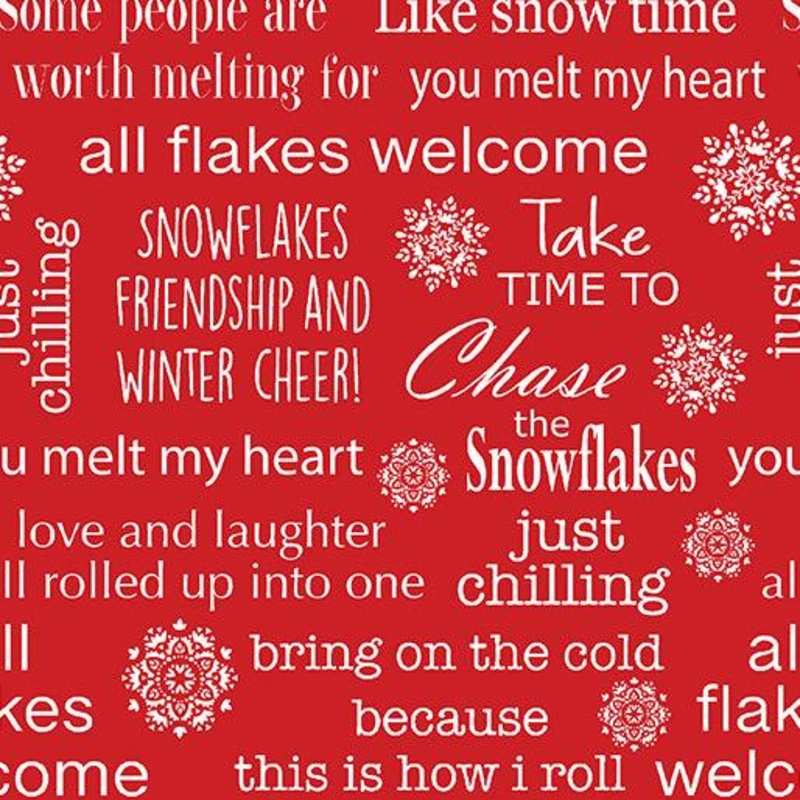 Nordic Cabin Winter Words Red
