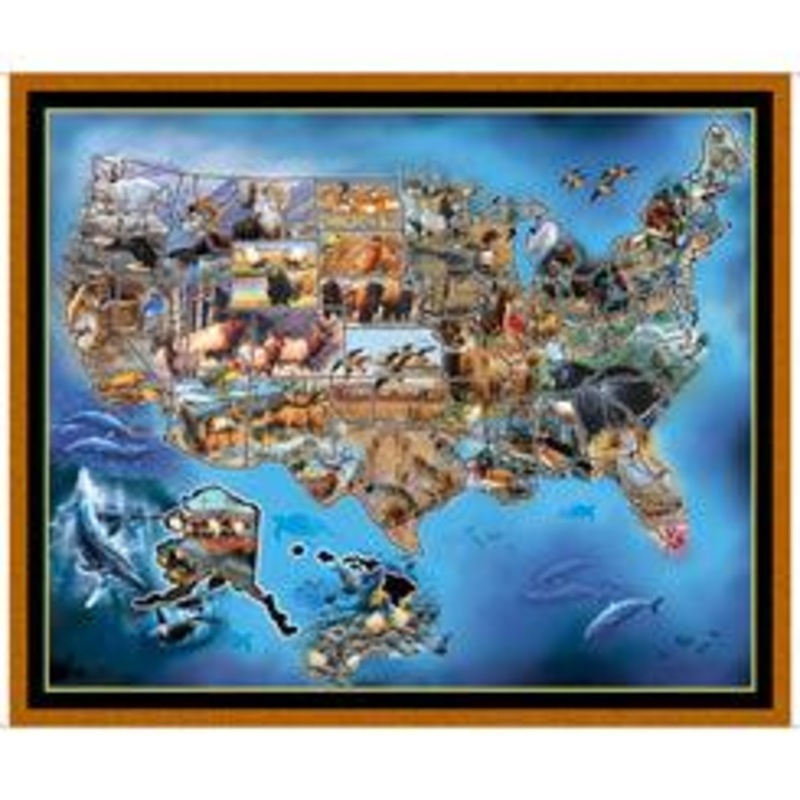 P104 Sew & Go VII United States Animal Map Multi Panel