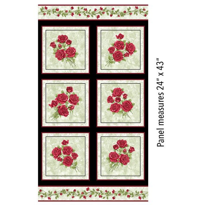 POB Festive Roses Panel Green (Festival of Roses)