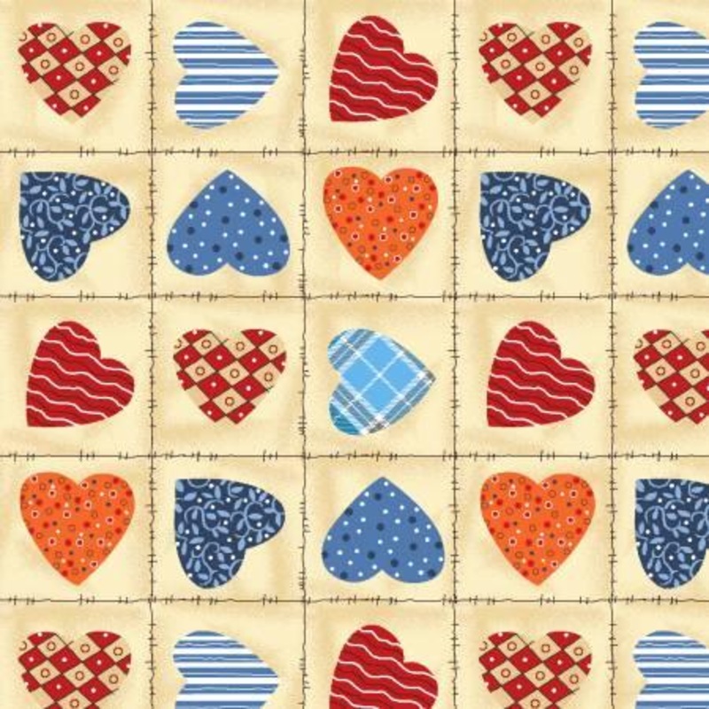 Pups in the Garden Cream Mini Heart Blocks
