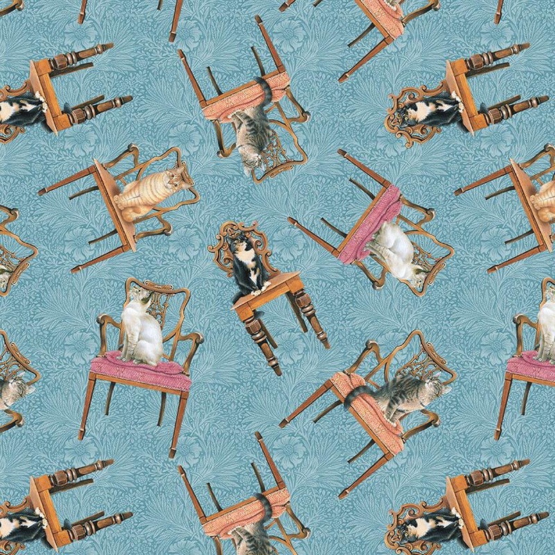 Sophisti-Cats Lt. Blue Cats on Chairs