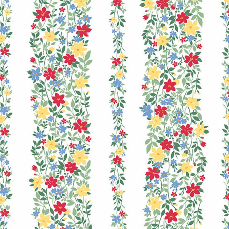Strawberry Jam White Floral Stripe from Andover