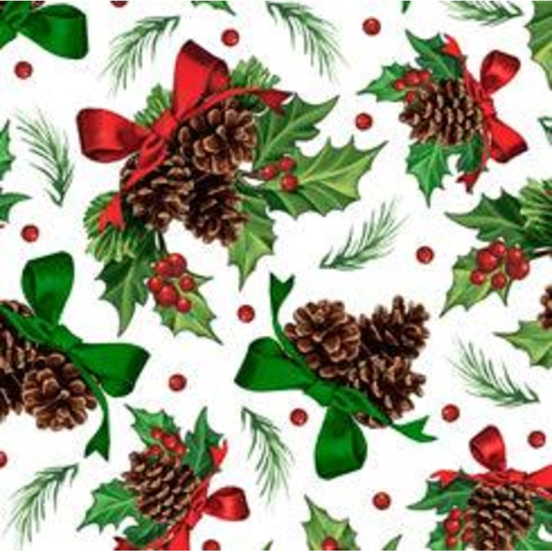 Winter Greetings HOLLY & PINE WHITE