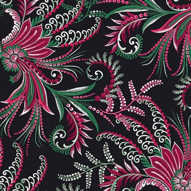 Winterberry Scroll Black/Multi
