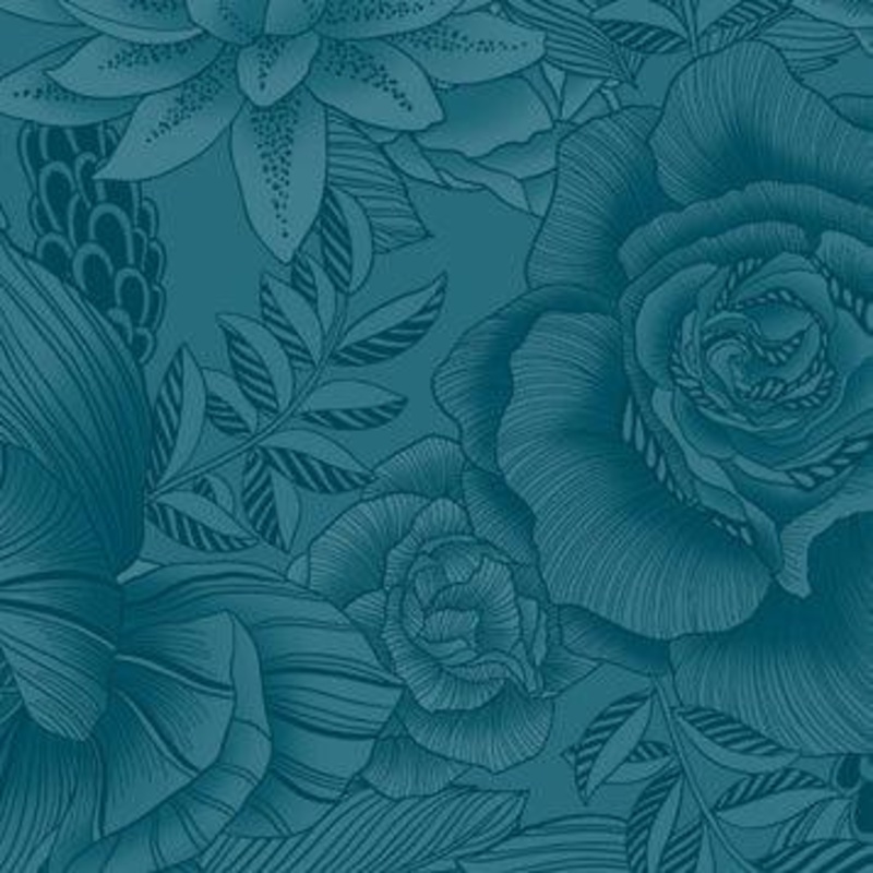 Collage Floral Deep Lagoon