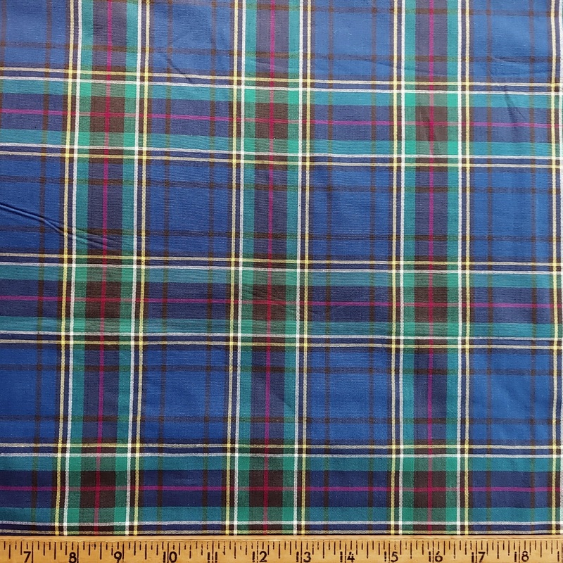 F. London Textiles Blue Tartan Plaid