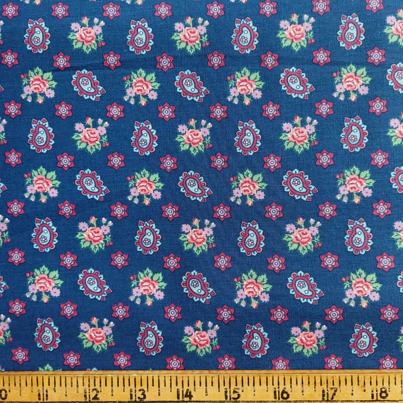 Fabric Country Paisley Rose Navy